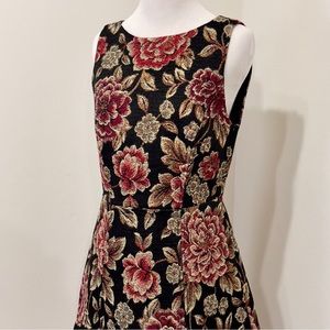 Alice + Olivia - Black Floral Metallic Tapestry A-Line Dress Sz 6